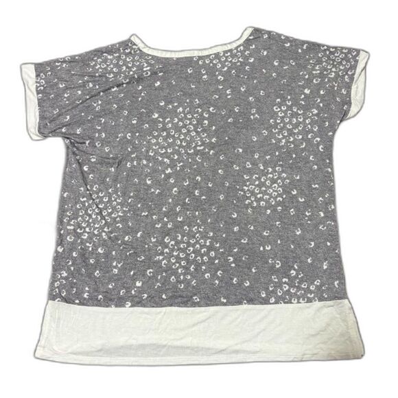 Donna Karan Sleep Top SZ M Gray Print White Trim Cozycore Loungewear Sleepwear - Picture 3 of 3